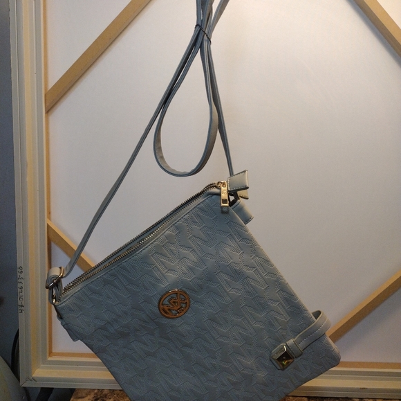 NOBLE EXCHANGE NX logo gray crossbody bag - Picture 1 of 6